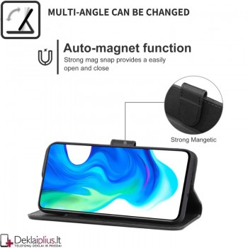 Dirbtinės odos atverčiamas dėklas su skyreliais - juodas (Xiaomi Poco F2 Pro) Dirbtinės odos atverčiamas dėklas su skyreliais - juodas (Xiaomi Poco F2 Pro)